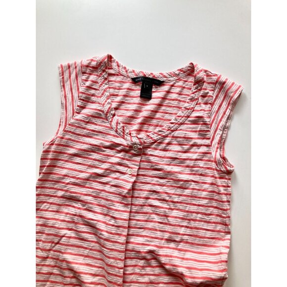MARC BY MARC JACOBS Coral Pink White Striped Cotton Tunic Tank Top, Size S - Picture 7 of 9